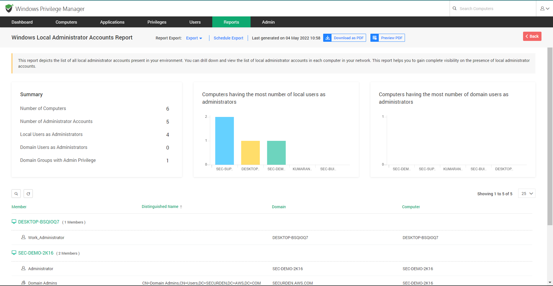 screenshot of EndPoint Privilege Manager